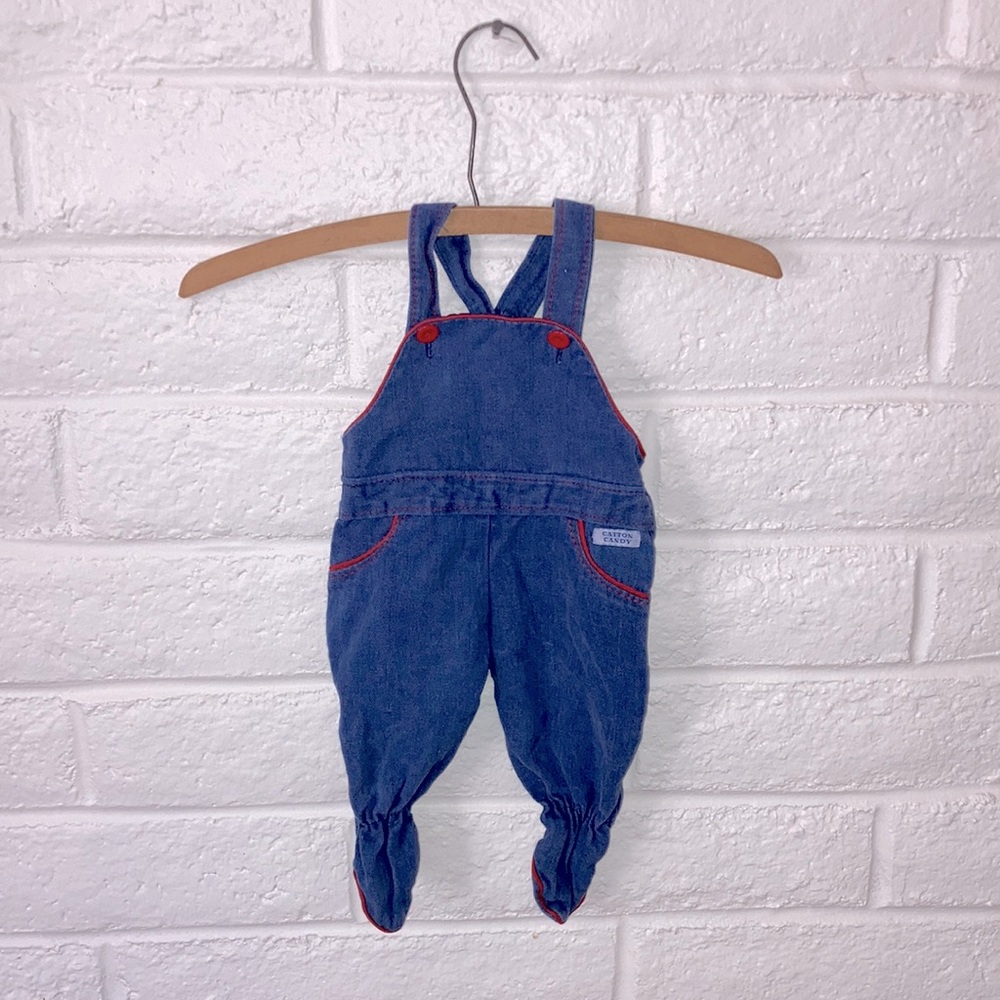 Vintage Infant Blue Denim Baby Overalls